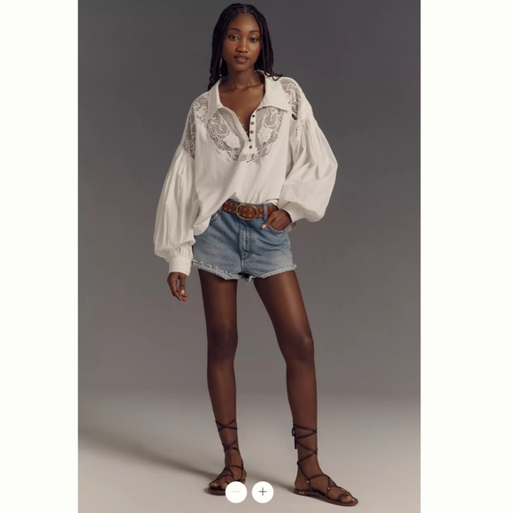 Anthropologie Maeve Balloon-Sleeve Collared Yoke Top - Picture 4 of 4